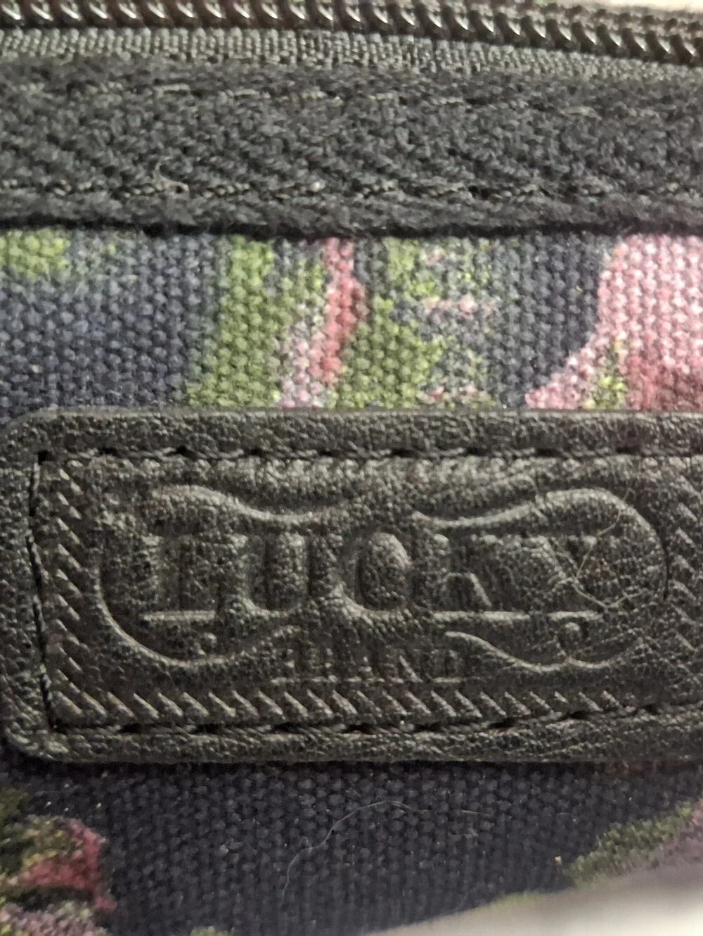 LUCKY BRAND Leather-Trim Floral Canvas Small Makeup Case  Black, Pink & Green